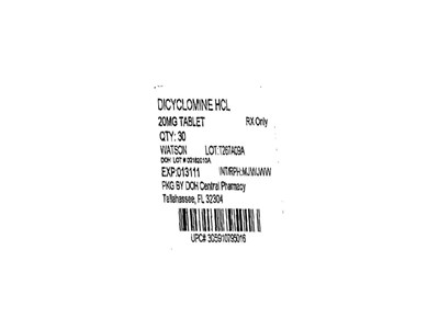 Label Image 20mg (Dicyclomine HCl 20mg(watson))